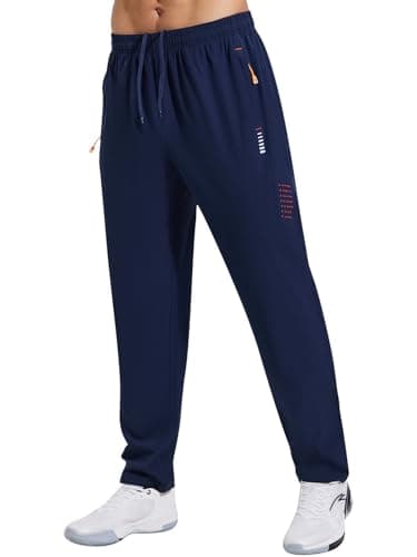 Image of Gaiatiger Tracksuit Bottoms Men Quick Drying Jogging Bottoms Men's Casual Trousers Gym Workout Sweatpants with Zipper Pockets-C3039-Navy-M