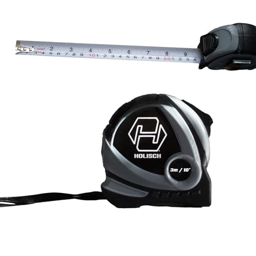 Image of 3m Tape Measure, Heavy Duty Nylon Coated Measuring Tape Imperial & Metric 3m Tape with Metal Belt Clip, Smart Lock & Holding Strap (3m/10Ft)