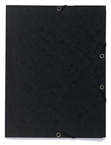 Image of Exacompta - Ref 55401E - Elasticated 3-Flap Folder - 240 x 320mm in Size, Suitable for Storing A4 Documents, 355gsm Mottled Pressboard - Black (Pack of 25)