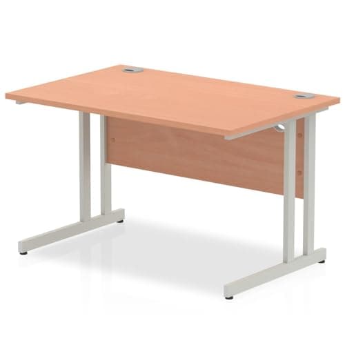 Image of Mr Office Impulse Straight Desk, Silver Cantilever Leg - 800mm deep, Beech, 1200