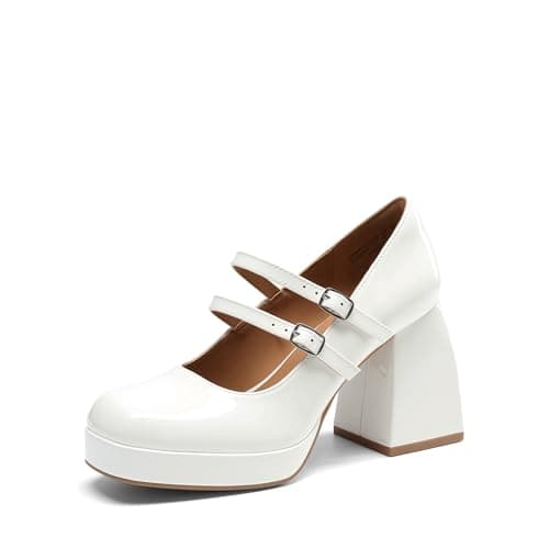 Image of DREAM PAIRS Women's Closed Toe Dress Pumps Shoes,Size 5.5,White-Pat,DWUMPU2572
