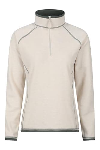 Image of Mountain Warehouse Montana Womens Microfleece - Breathable Ladies Sweater, Quick Drying Pullover, Warm Fleece Jacket, Half Zip - Spring Summer, Travelling Cream Women's Size 12