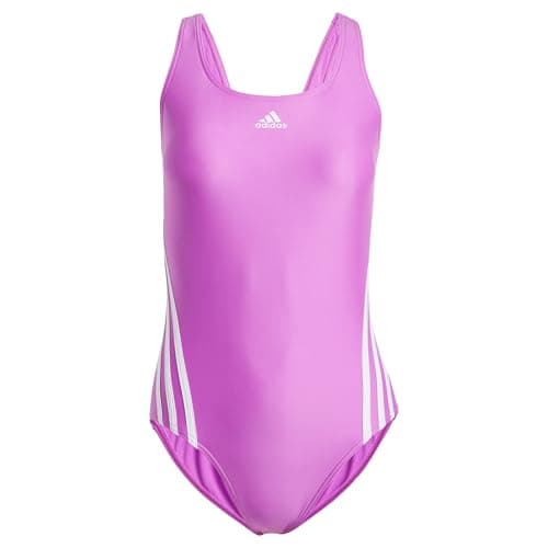 Image of adidas Women's 3-Stripes Swimsuit, Purple Burst/White, 34