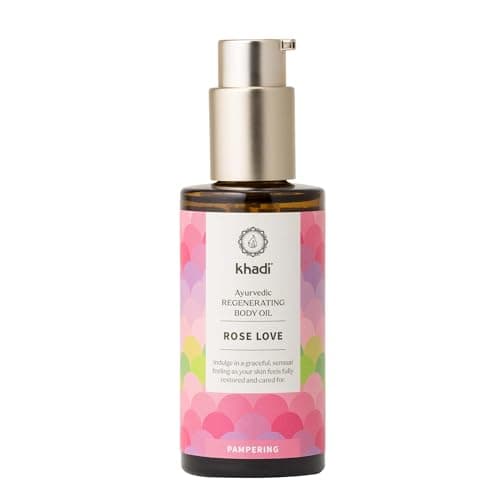 Image of khadi ROSE LOVE Ayurvedic Regenerating Body Oil - Luxurious beauty oil - pampering & regenerating - 100% plant-based & natural - 100g