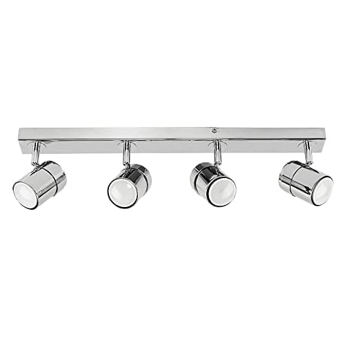 Image of MiniSun | Modern 4 Way Ceiling Spotlight Fitting in a Polished Chrome Finish | Spotbars, Home Décor & Improvement Essential | Includes 5W LED Bulbs [6500K Cool White] | Mains Wired