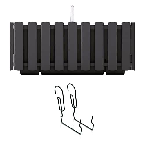 Image of Prosperplast Boardee Fencycase Balcony Box with Hanging and Watering System, Flower Box, Flower Pot with Hook Planter (580 mm Length, Anthracite)
