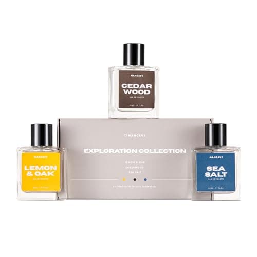 Image of ManCave Exploration EDT Gift Set for Men - 3 x 50ml Eau De Toilette Fragrance Sprays - Lemon & Oak, Cedarwood, Sea Salt Fragrances - Mens Aftershave Collection