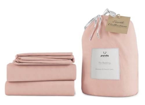 Image of Panda Bamboo & French Linen Complete Bedding Set | UK Super King - Coconut White (Himalayan Pink, Double)