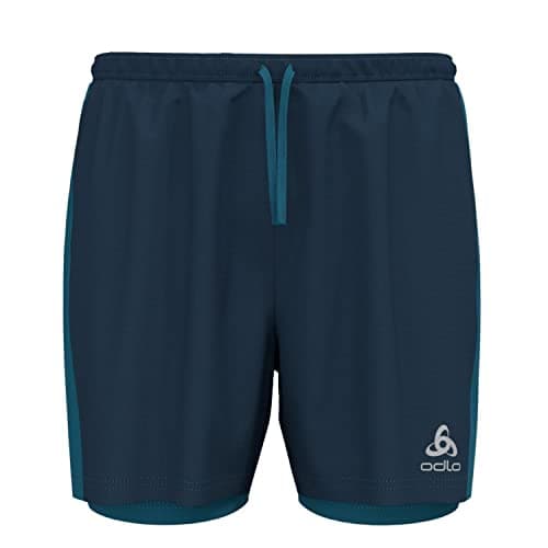 Image of Odlo Men 2-in-1 Running Shorts ESSENTIALS 5 INCH, blue wing teal - saxony blue, S