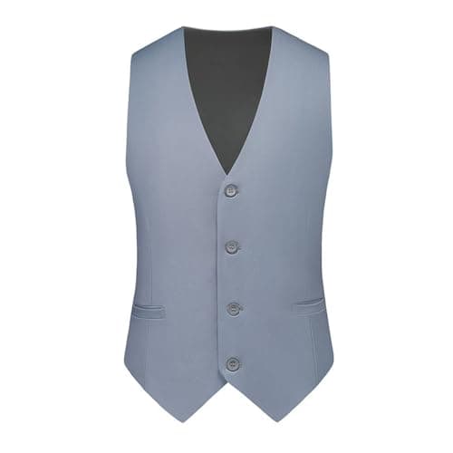 Image of BERCIELY Men'S Suit Vest Casual Fashion Solid Color Multi-Pocket Transitional Jackets Banquet Prom Wedding Sleeveless Jacket E-Grey XXL