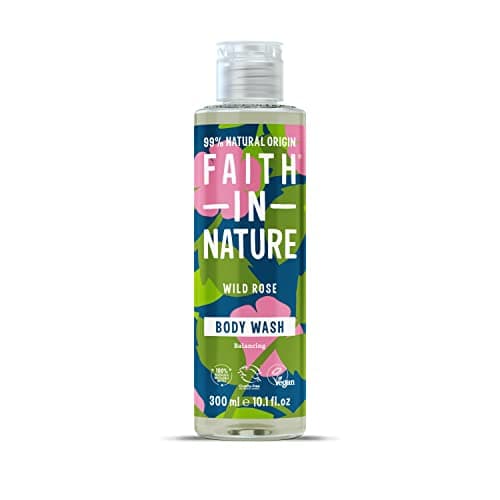 Image of Faith In Nature 300 ml Natural Natural Wild Rose Body Wash, Restoring, Vegan and Cruelty Free, No SLS or Parabens