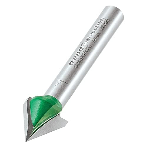 Image of Trend CraftPro Chamfer Router Cutter, 1/4 Inch Shank, 12.7mm Cut Diameter, 60 Degree V Groove, Tungsten Carbide Tipped, C043X1/4TC