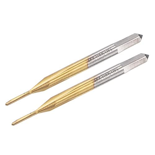 Image of sourcing map Thread Tap Metric M0.9 x 0.225, Titanium Coated Cobalt HSS (High Speed Steel) 3 Straight Flutes Machine Mini Micro Screw Threading Tapping Repair Tool for Watches and Clocks, 2pcs