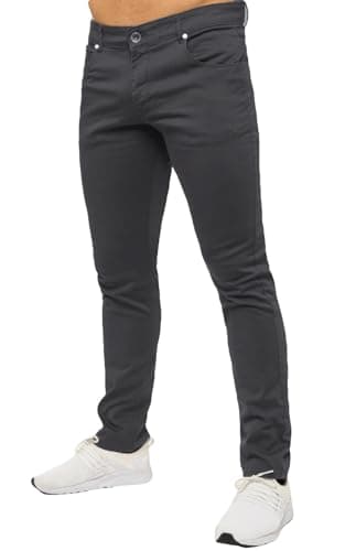 Image of Firetrap Mens Chino Jeans Stretch Trousers Zip Fly Bottom Casual Work Cotton Pants Charcoal 36W / 31L