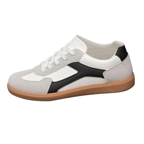 Image of Women Casual Walking Trainers Fashion Classic Retro Sneakers Gym Athletic Sport Shoes Rubber Non Slip Sole Comfort Lace Up Casual Footwear Lightweight Arch Support Stability Sneakers Black