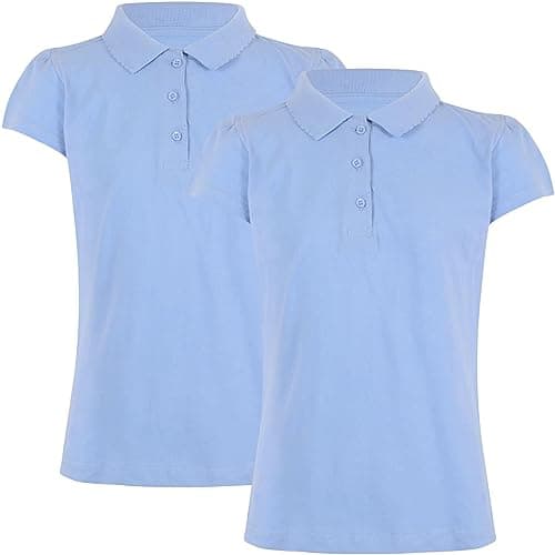 Image of A2Z 4 Kids Girls Plain Shirts Summer Tank Top and Tees - Girls Polo Shirt Sky Blue 2 Pack 3-4