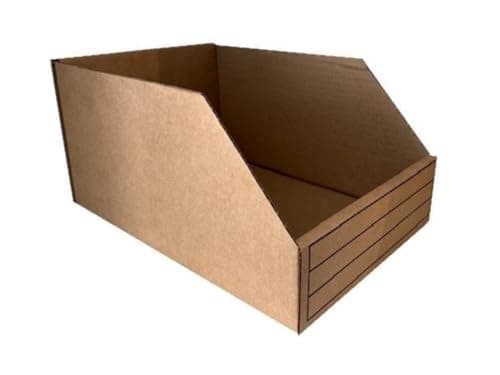 Image of MustBeBonkers Corrugated Cardboard Storage Bins, Brown Kraft, Flat-Pack Assembly, Write-On Panels, Warehouse Shelf Organisation, Multiple Sizes - Recyclable (5, Large)