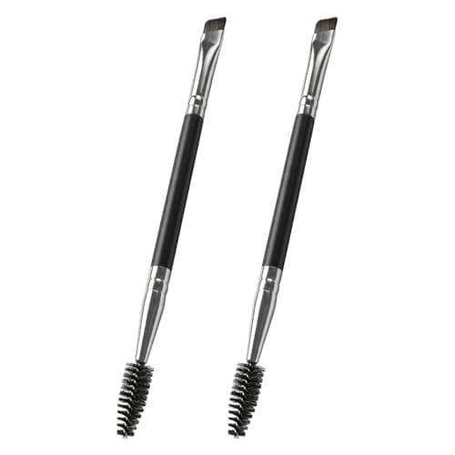 Image of Dual-Ended Eyebrow Brush, Angled Eyebrow Brush and Eyeliner Brushes for Precision Makeup Application (Black)
