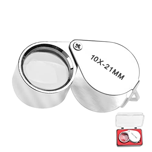 Image of CUNTAUK Jewellers Loupe Magnifying Glass, 10X Handheld Magnifier Jewelers Loupes Magnifying Glasses with Case Applied to Science Reading Books Newspaper Insects Hobby Observation (10X)
