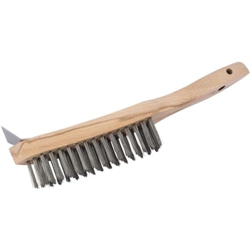 Image of Draper 36176 Heavy Duty 4 Row Wire Scratch Brush with Scraper, 310mm,Blue