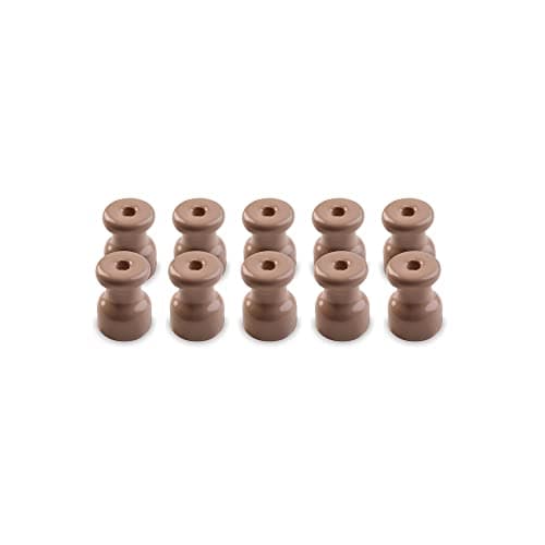 Image of Amarcords - Cable clamp with screws and plugs. 10 vintage colored porcelain insulators for color wall braid cable installations TAUPE
