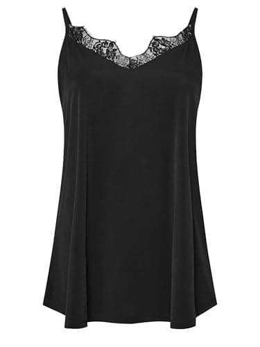 Image of EVANS Curve Lace Trim Cami Top - Women's - Plus Size Curve Black