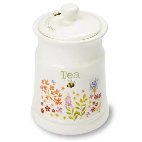 Image of Cooksmart Ceramic Tea Canister | Tea Coffee Sugar Canisters For All Type Of Kitchens (Bee Happy)