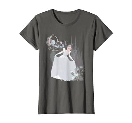 Image of Disney Princess Cinderella Vintage Once Upon a Time T-Shirt, Women, Asphalt Grey, X-Large