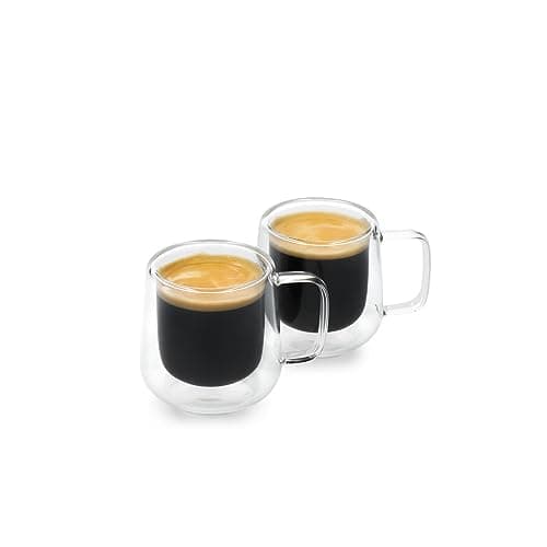 Image of La Cafetière 2pc Siena Double-Walled Espresso Glasses Set, 1ml Insulated Coffee Cups with Handle for Barista Espresso, Stackable and Lightweight
