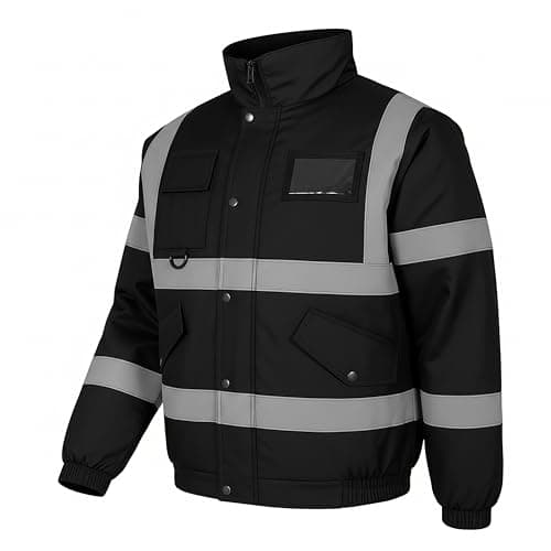 Image of GM WORKWEAR Hi Vis Bomber Jacket – Waterproof High Visibility Safety Security Jacket for Men, S–4XL