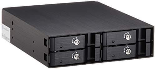 Image of SilverStone SST-FS204B - Aluminium Trayless Hot Swap Mobile Rack Backplane / Internal Hard Drive Enclosure for 4x 2.5 Inch SAS/SATA HDD or SSD, fit in any 5.25 Inch Drive Bay, with Fan and Lock, black