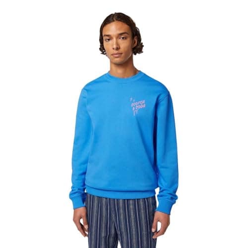 Image of Scotch & Soda Men's Left Chest Logo Crewneck Sweatshirt, Aqua Blue, XL