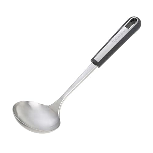 Image of Wiltshire Aspire Soup Ladle, Stainless Steel, Stirring & Serving Soup Spoon, Cooking Spoon, Anti-Slip Soft Touch Handle, Grey & Silver, 31x8.7x7cm