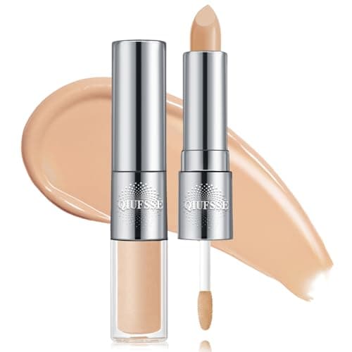 Image of QIUFSSE Under Eye Corrector for Dark Circles and Wrinkles,Double-ended Cream Concealer Stick & Liquid Concealer for Older Women,Hydrating,Long-lasting Wear,Concealers & Neutralizing Makeup(02 Beige)