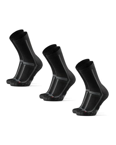 Image of DANISH ENDURANCE Cushioned Running Socks for Long Distances, Crew Socks, for Men & Women, Unisex, 3 or 5 Pack, Black/Grey, 13-15