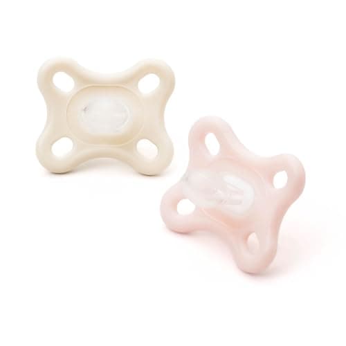 Image of MAM Comfort Soothers | 0-3 Months | 2 Pack | Newborn Dummies | Comes in Dummy Steriliser Case | Sustainable Materials | Baby Accessories for Newborn | Pink/Cream (Various Designs)