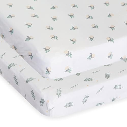 Image of Chicco Next2Me 2 Pack of Crib Bamboo Sheets, Soft and Hypoallergenic, Thermoregulating, Eco-Friendly, Suitable for Sensitive Skin, Greenery, 09101120350990