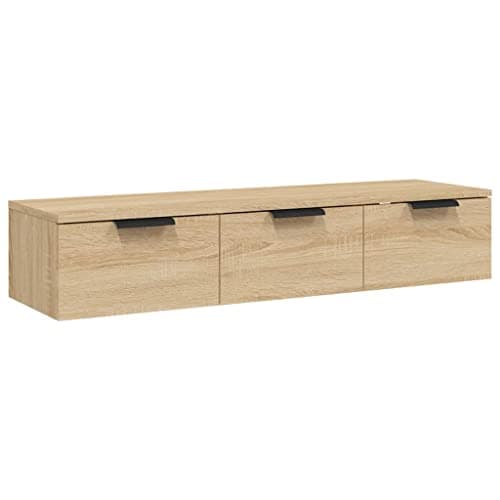 Image of vidaXL Wall Cabinet in Sonoma Oak - 102x30x20 cm Engineered Wood - Elegant TV Cabinet and Storage Unit with Drawers - Ideal for Living Room or Bedroom