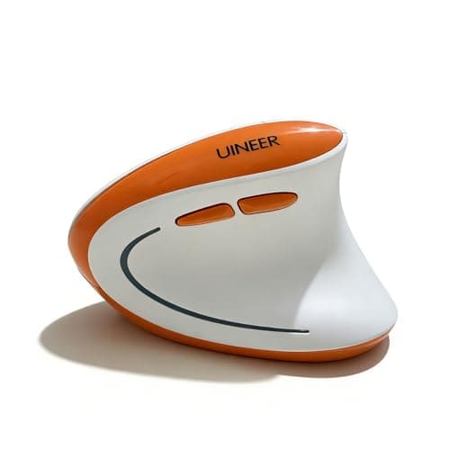 Image of Uineer Wireless Ergonomic Mouse, Vertical Bluetooth Mice (BT4.0/5.0 and 2.4G) Optical Mouse, Multi Device Connection, 7 Color LED, 2400 DPI Silent Clicks Computer Mouse for PC/Mac/Laptop, Orange