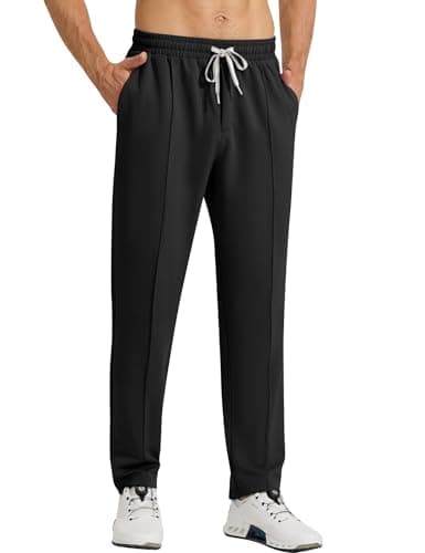 Image of Gaiatiger Mens Joggers Tracksuit Bottoms Jogging Trousers with Pockets Drawstring Casual Sport Sweatpants for Running Gym Workout（9530-Black-M）