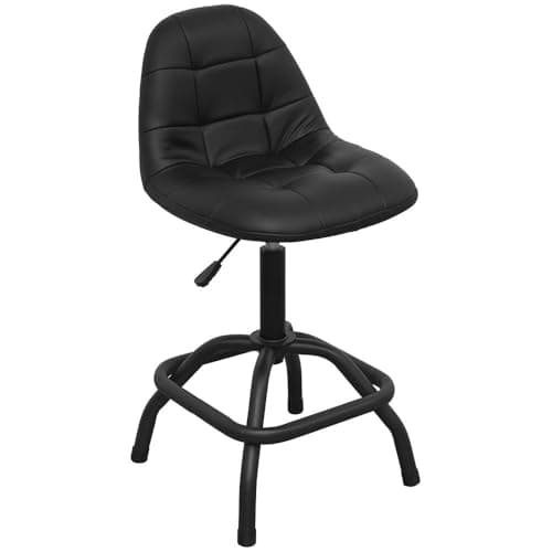 Image of Sealey Workshop Stool Pneumatic with Adjustable Height Swivel Seat & Back Rest - SCR01B