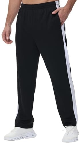 Image of YuKaiChen Men's Tracksuit Bottoms Lightweight Joggers Summer Track Bottoms Breathable Open Weave Mesh Athletic Pants Size M Black