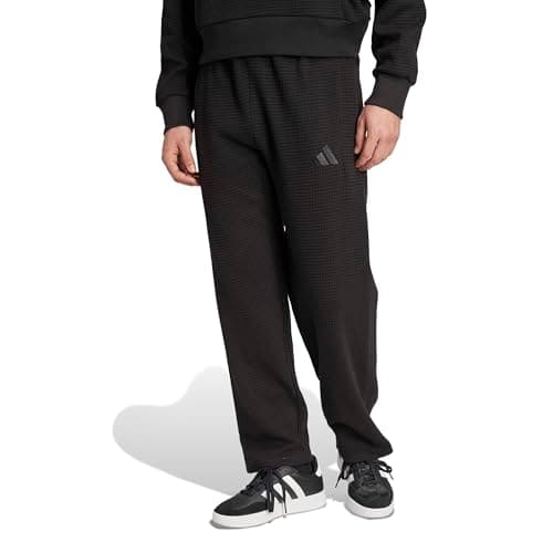Image of Adidas Mens All Szn Waffle-Knit Loose Open Hem Pants, Black, Large