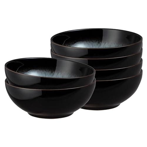 Image of Denby Halo Set of 6 Coupe Cereal Bowls (Black)
