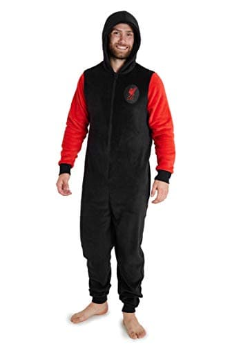 Image of Liverpool F.C. Mens Pyjamas, Fleece Mens Onesies, Football Gifts For Men Teens (Black, XL)