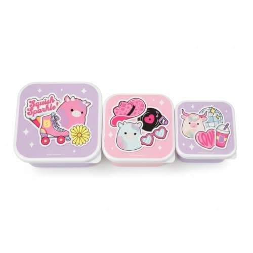 Image of Squishmallows Nested Lunch Box Containers Set of 3 – Cute Alpaca Llama Squish Sparkle Snack Boxes with Lids, BPA Free Kids Food Storage Pots for School Lunch, Snacks & Travel