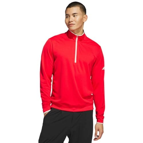 Image of adidas Golf Mens CORE Lightweight 1/2 Zip Sweater - Pure Ruby - XL