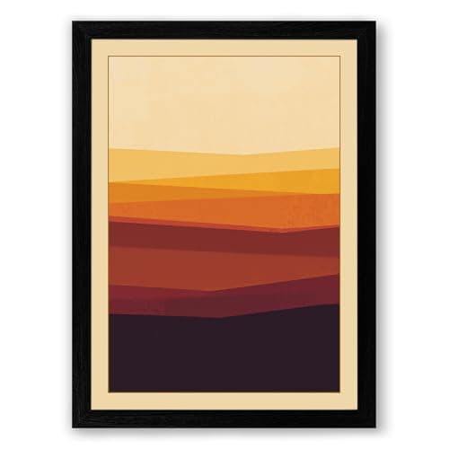 Image of Horizon at Dusk Minimalist Framed Wall Art Print A4 (29.7×21cm) Black, Wall Decor for Living Room, Bedroom, Office & Home, Ready to Hang, Art Gift
