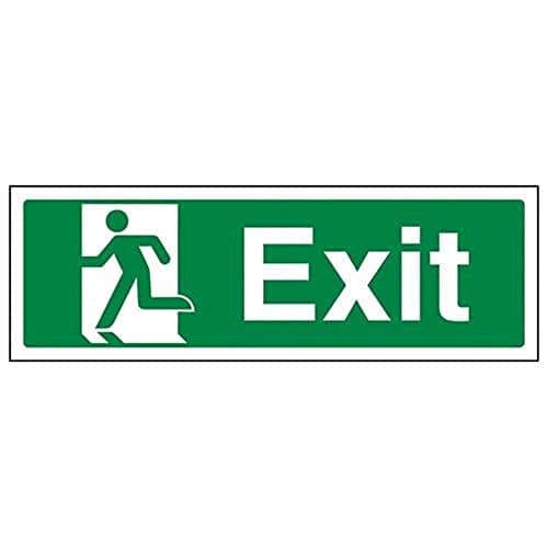 Image of V Safety 21010AX-S Final Exit Man Left Sign - Landscape - 300mm x 100mm - Self Adhesive Vinyl, Green