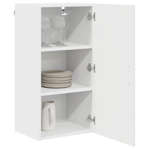Image of vidaXL Kitchen Wall Cabinet with Door High Gloss White 40 x 31 x 80 cm, Modern Rectangular Kitchen Cabinet, Ample Storage Wall-Mounted Unit, Contemporary Organizer for Home Renovation